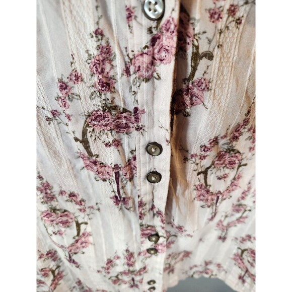 Natural Reflections Womens Blouse Roses Floral Button Down Shirt Size 3XL - Picture 4 of 8